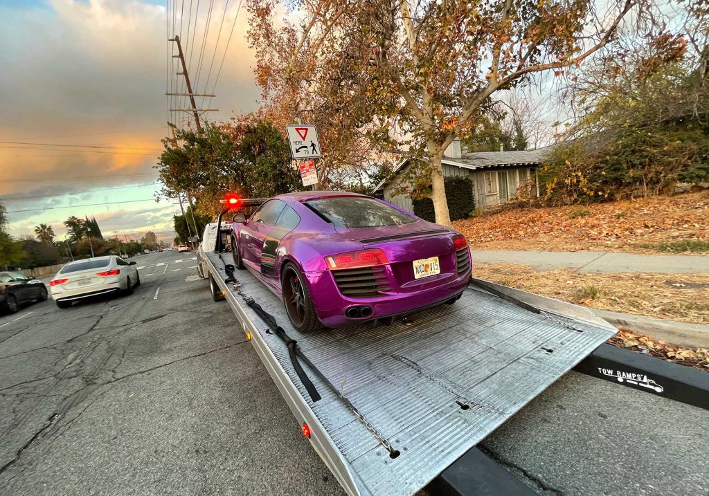 Flatbed Towing an Audi R8