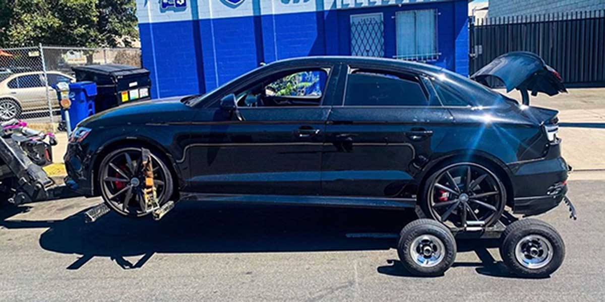 Audi being lift towed